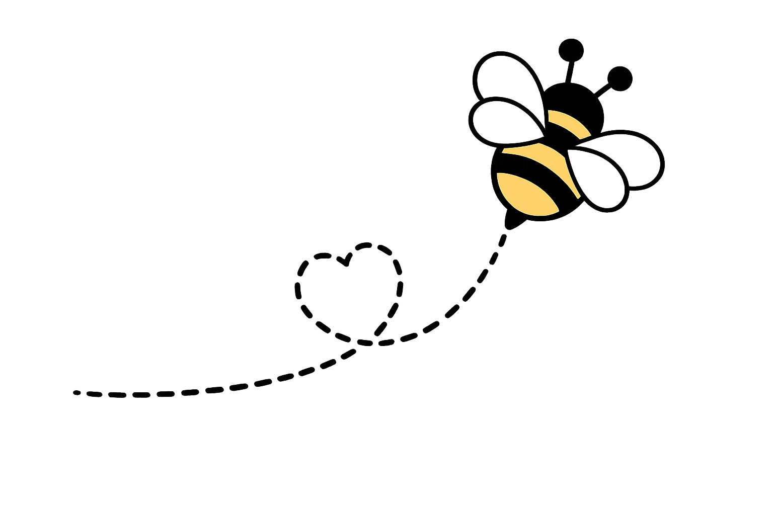 Allerbienen Celle - Betreuungsdienst - Eine Biene fliegt nach oben und hinterlässt eine gepunktete Flugbahn.